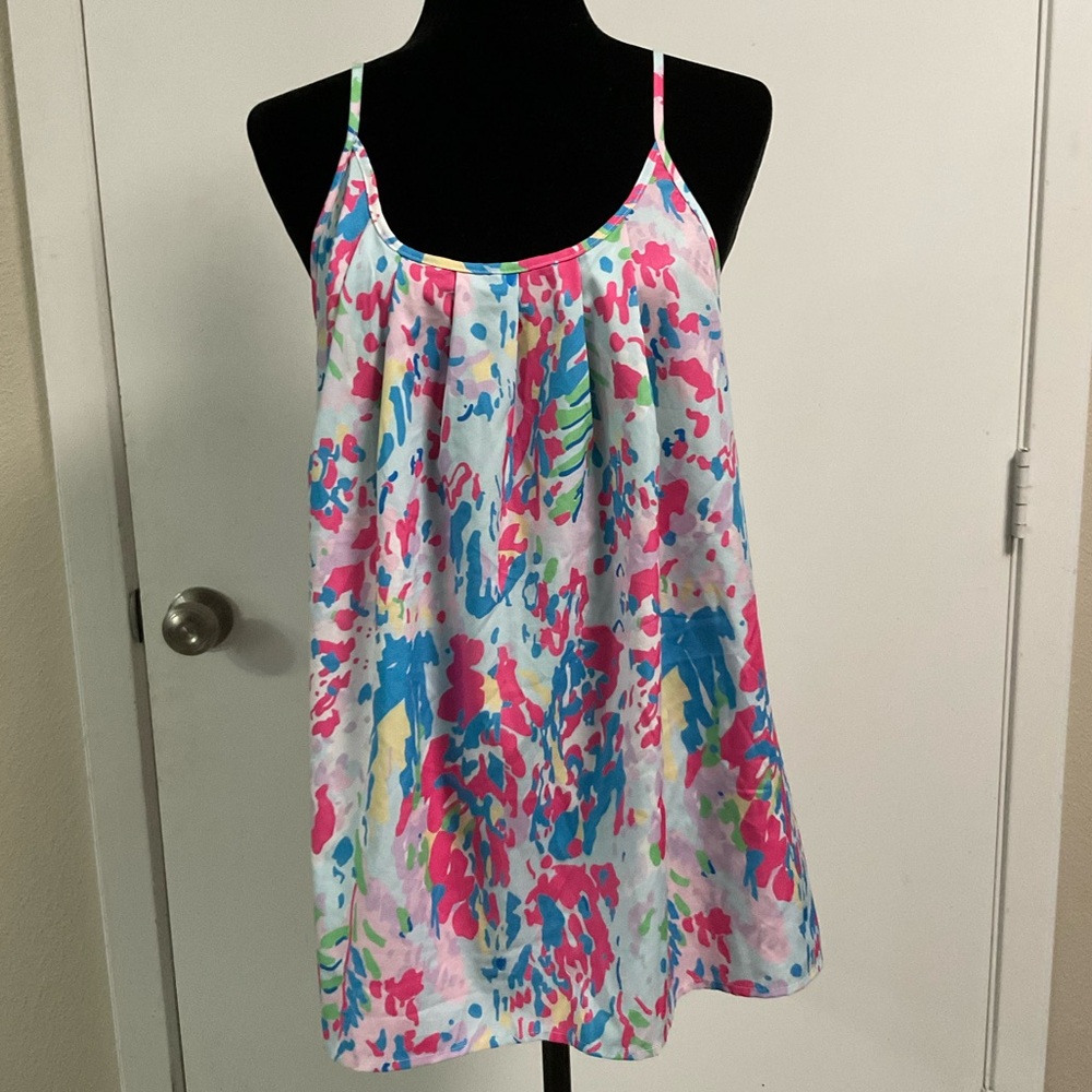 SHEIN Multicolor Abstract Pattern Tank Top, Size Large